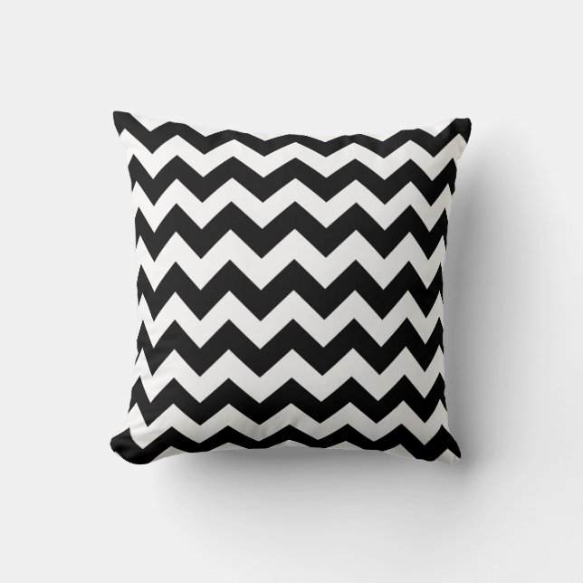 Zwart-wit Chevron Zig Zag Pillow Kussen (Voorkant)