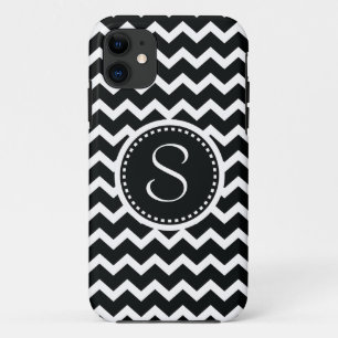 Zwart-wit Chevron Zig Zag Retro Elegance iPhone 11 Hoesje