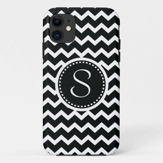 Zwart-wit Chevron Zig Zag Retro Elegance Case-Mate iPhone Case (Achterkant)