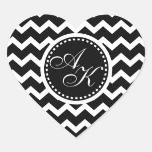 Zwart-wit Chevron Zig Zag Retro Elegance Hart Sticker
