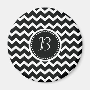 Zwart-wit Chevron Zig Zag Retro Elegance Magneet
