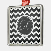 Zwart-wit Chevron Zig Zag Retro Elegance Metalen Ornament (Links)