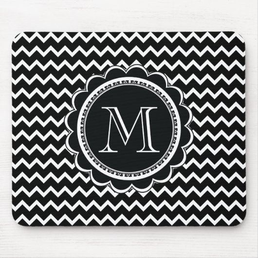 Zwart-wit Chevron Zig Zag Retro Elegance Muismat (Voorkant)