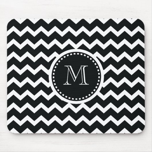 Zwart-wit Chevron Zig Zag Retro Elegance Muismat (Voorkant)
