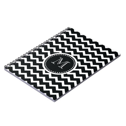 Zwart-wit Chevron Zig Zag Retro Elegance Notitieboek (Linkerzijde)