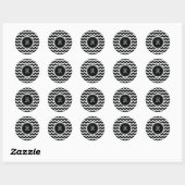 Zwart-wit Chevron Zig Zag Retro Elegance Ronde Sticker (Vel)