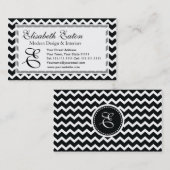 Zwart-wit Chevron Zig Zag Retro Elegance Visitekaartje (Voorkant / Achterkant)