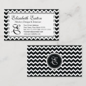 Zwart-wit Chevron Zig Zag Retro Elegance Visitekaartje (Voorkant / Achterkant)