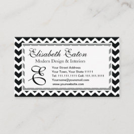 Zwart-wit Chevron Zig Zag Retro Elegance Visitekaartje