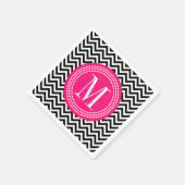 Zwart-wit Chevron Zigzag gepersonaliseerd monogram Servetten (Hoek)