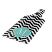 Zwart-wit Chevron Zigzag gepersonaliseerd Monogram Snijplank (Hoek)