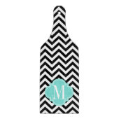 Zwart-wit Chevron Zigzag gepersonaliseerd Monogram Snijplank (Voorkant)
