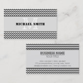 Zwart wit Chevron Zigzag Monogram Visitekaartje (Voorkant / Achterkant)