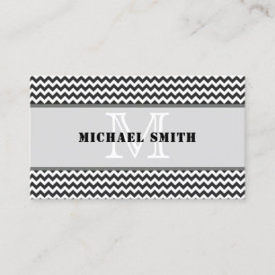 Zwart wit Chevron Zigzag Monogram Visitekaartje