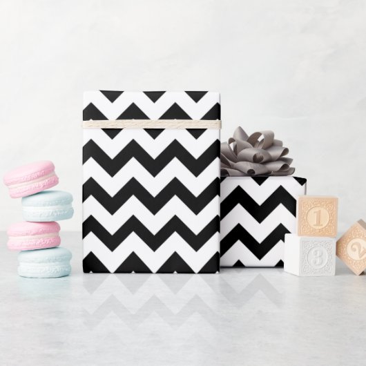 Zwart-wit Chevron Zigzag Pattern Cadeaupapier (Baby Shower)