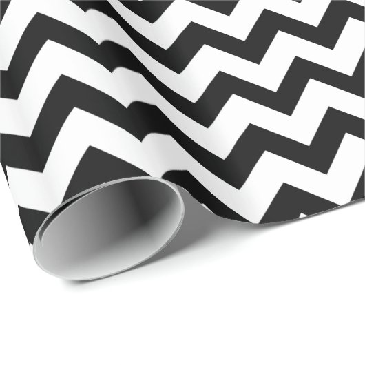 Zwart-wit Chevron Zigzag Pattern Cadeaupapier (Rol Hoek)