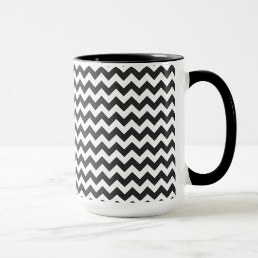 Zwart-wit Chevron Zigzag Pattern Mok (Rechts)