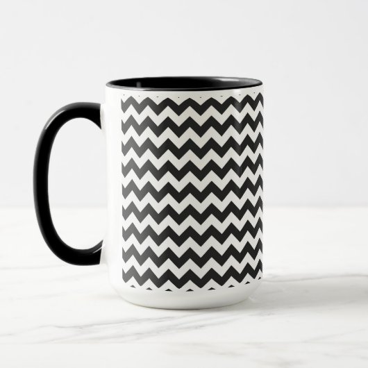 Zwart-wit Chevron Zigzag Pattern Mok (Links)