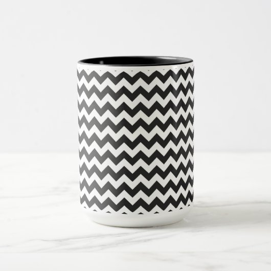 Zwart-wit Chevron Zigzag Pattern Mok (Midden)