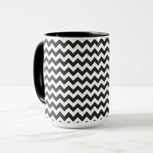Zwart-wit Chevron Zigzag Pattern Mok (Voorkant links)