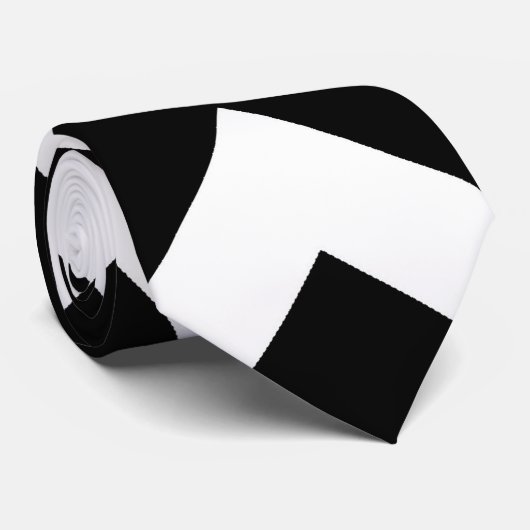 Zwart-wit Chevron Zigzag Pattern Stropdas (Opgerold)