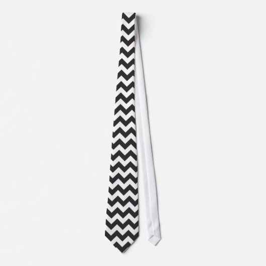 Zwart-wit Chevron Zigzag Pattern Stropdas (Voorkant)