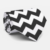 Zwart-wit Chevron Zigzag Pattern Stropdas (Opgerold)