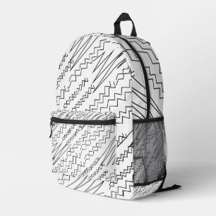 Zwart-wit Chevron Zigzag Strepen Bedrukte Rugzak