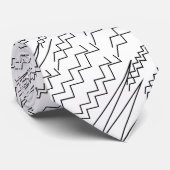 Zwart-wit Chevron Zigzag Strepen Stropdas (Opgerold)