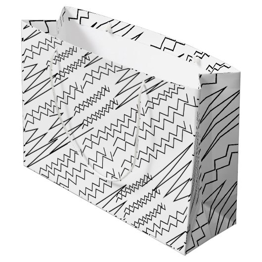 Zwart-wit Chevron Zigzag Stripes Groot Cadeauzakje (Achterkant Gekanteld)