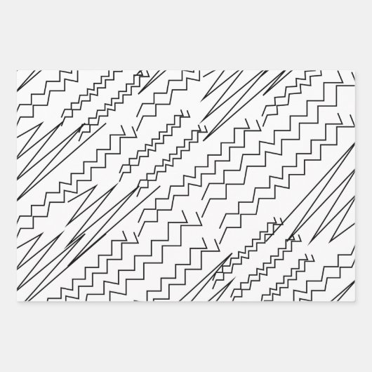 Zwart-wit Chevron Zigzag Stripes Inpakpapier Vel (Voorkant 2)