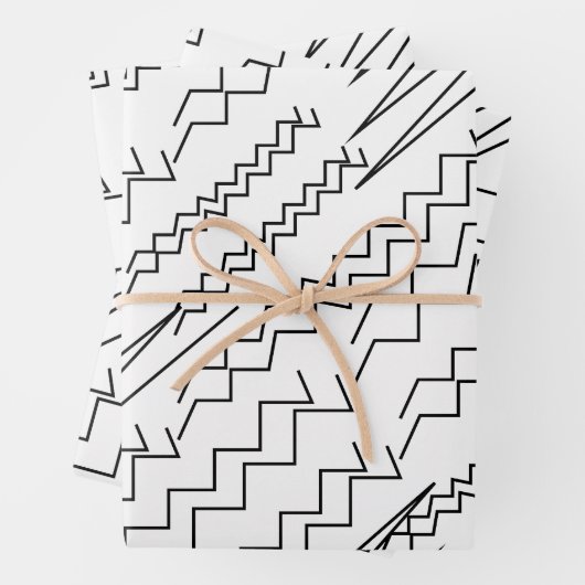 Zwart-wit Chevron Zigzag Stripes Inpakpapier Vel (In situ)