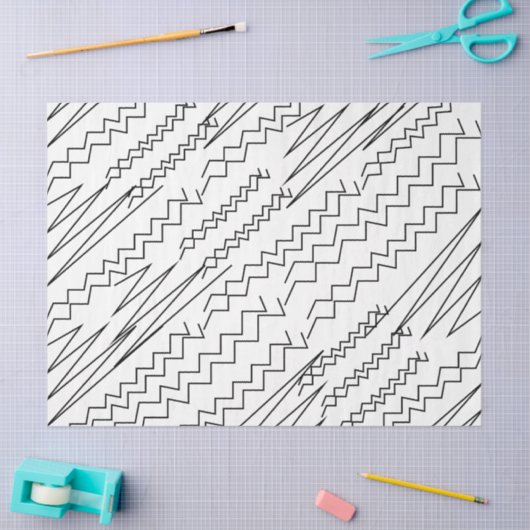 Zwart-wit Chevron Zigzag Stripes Tissuepapier (Craft)