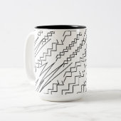 Zwart-wit Chevron Zigzag Stripes Tweekleurige Koffiemok (Voorkant links)