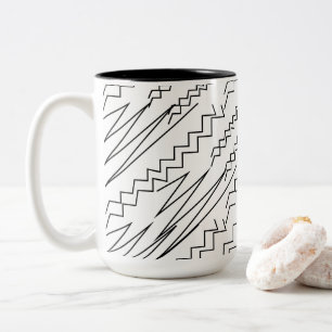 Zwart-wit Chevron Zigzag Stripes Tweekleurige Koffiemok