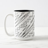 Zwart-wit Chevron Zigzag Stripes Tweekleurige Koffiemok (Links)