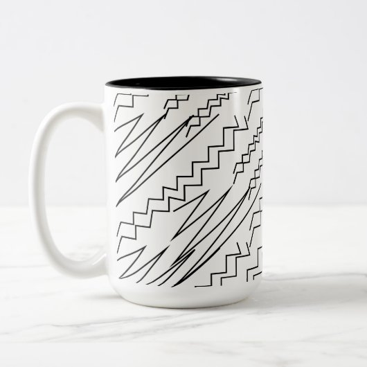 Zwart-wit Chevron Zigzag Stripes Tweekleurige Koffiemok (Links)