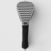 Zwart-wit chevron zigzagpatroon golfheadcover (Voorkant)