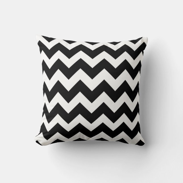 Zwart wit Chevron Zigzap Patroon Kussen (Voorkant)