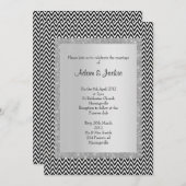 Zwart wit chevron zwarte ELEGANT CLASSY WEDDING Kaart (Voorkant / Achterkant)