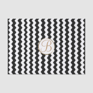 Zwart-wit chevronprint-monogramletter initiaal tissuepapier