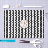 Zwart-wit chevronprint-monogramletter initiaal tissuepapier (Craft)