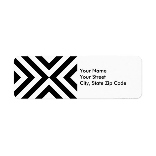 Zwart-wit Chevrons retour adreslabel Etiket (Voorkant)