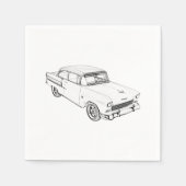 Zwart-wit Chevy Bel Air Tekening Servet (Voorkant)