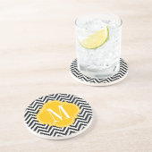 Zwart-wit Chic Aztec Chevron Monogrammed Zandsteen Onderzetter (Zijkant)