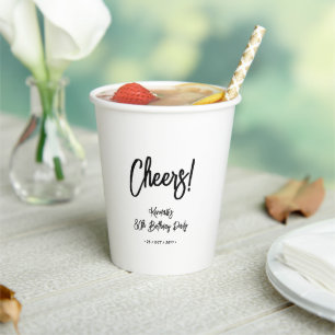 Zwart & Wit Chic Cheers 80ste Verjaardagsfeest Papieren Bekers