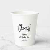 Zwart & Wit | Chic Cheers 80ste verjaardagsfeestje Papieren Bekers (Voorkant)