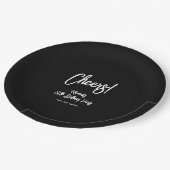 Zwart & Wit | Chic Cheers 80ste verjaardagsfeestje Papieren Bordje (Gekanteld)