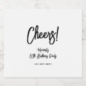 Zwart & Wit | Chic Cheers 80ste verjaardagsfeestje Sparkling Wijnetiket (Enkel label)