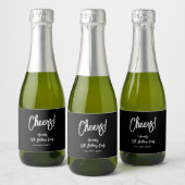 Zwart & Wit | Chic Cheers 80ste verjaardagsfeestje Sparkling Wijnetiket (Flessen)